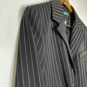 Ralph Lauren Pinstripe Black Blazer Jacket White Classic Fit Size 14 Mobwife
